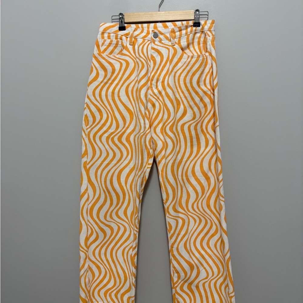 Cider Orange Mean Girl Wave Trim All Over Wide Leg Pants - Picture 2 of 7
